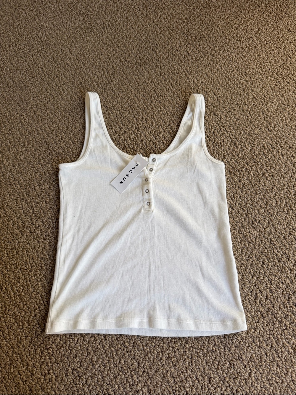 Brandy Melville White Ribbed Henley Tank